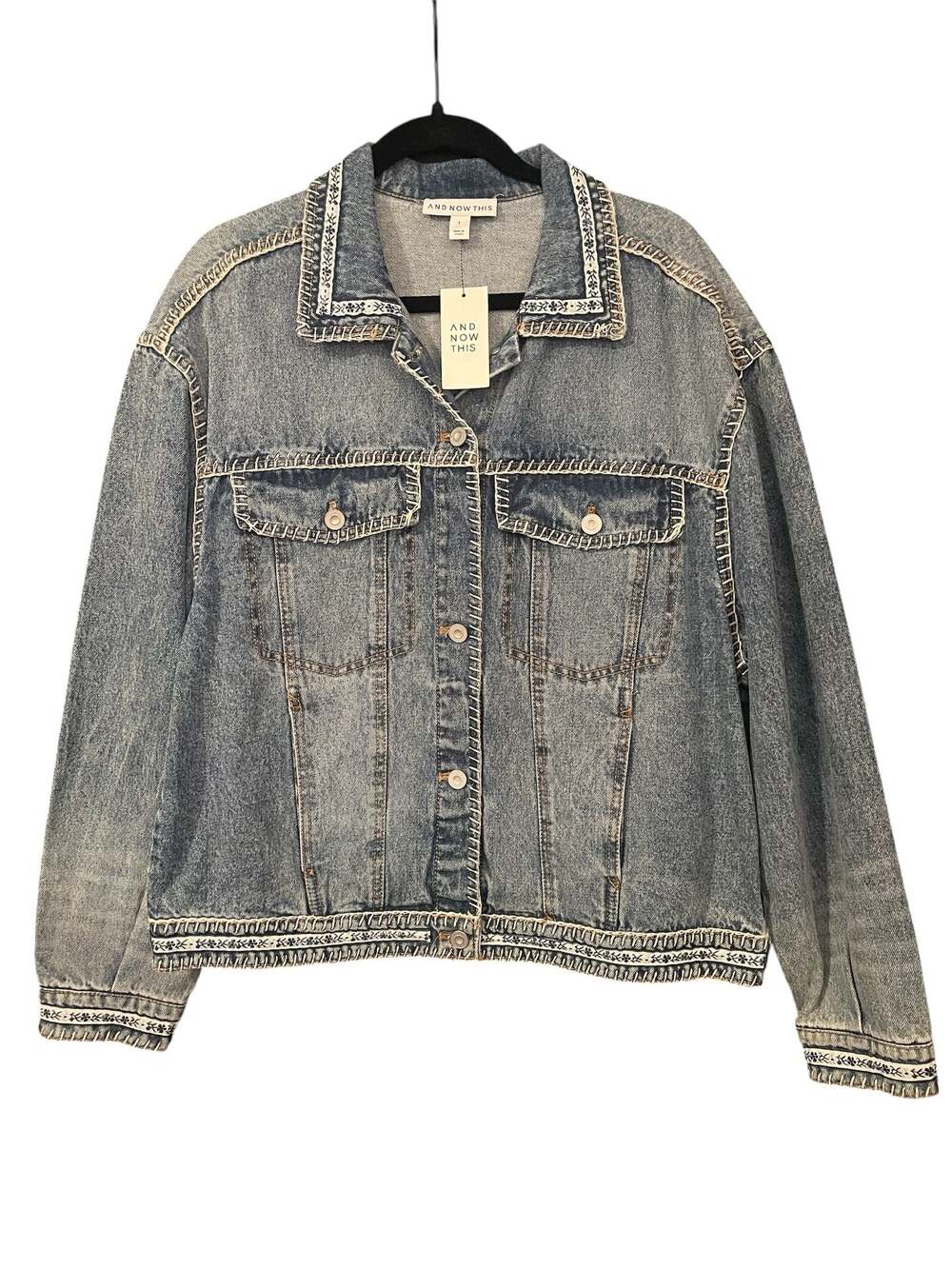 NWT And Now This Oversized Embroidered Denim Jacket (FB2) - Picture 2 of 6